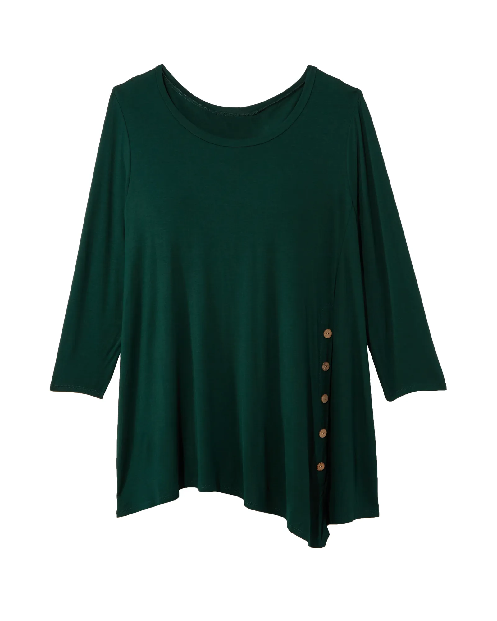 Michelle Asymmetric Detailed Tee | Forest Green