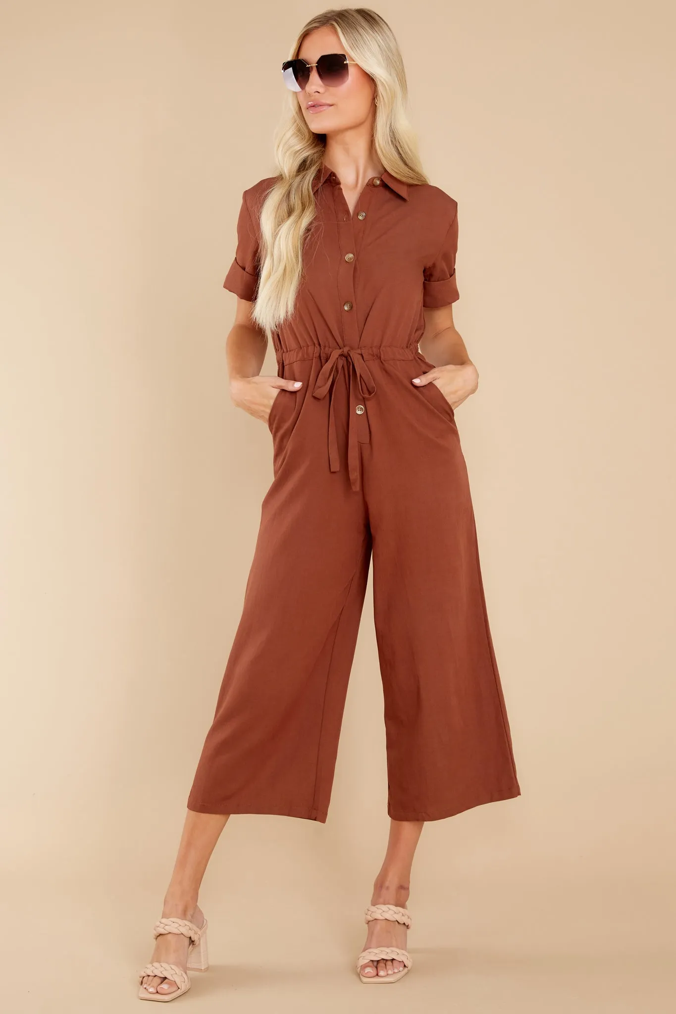 Midday Style Light Brown Jumpsuit