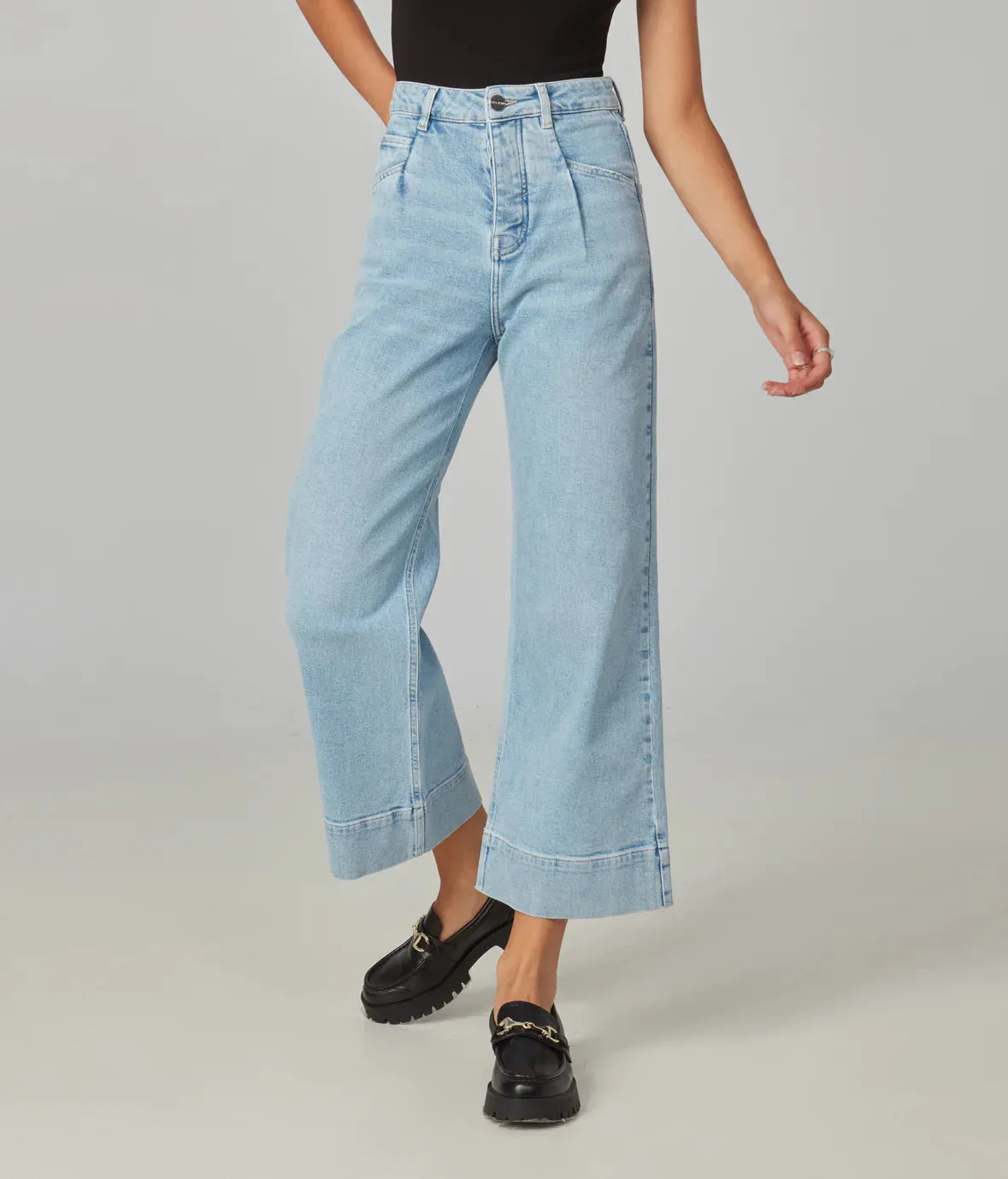 Milan Ultra High Rise Wide Leg Jeans - Luster