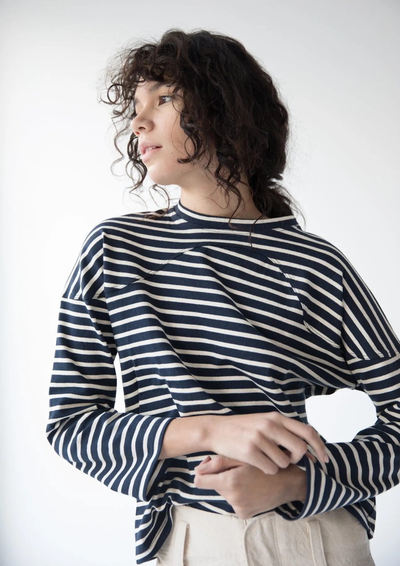 Miles Sweatshirt, Navy Stripe