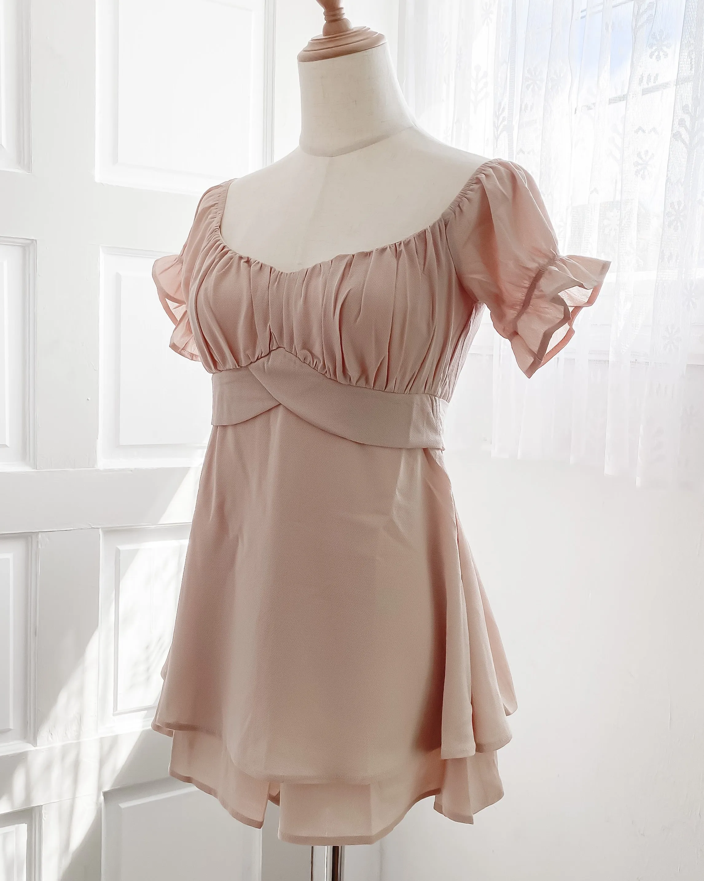 Millie Babydoll Romper (Taupe)