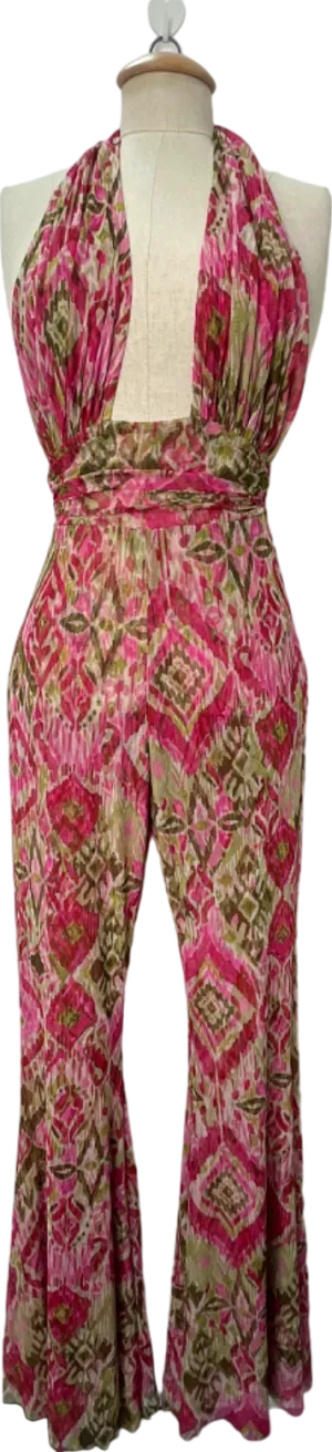 Misa Los Angeles Pink Multi-Color Halter Jumpsuit XS (UK 4)