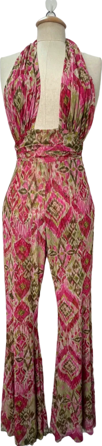 Misa Los Angeles Pink Multi-Color Halter Jumpsuit XS (UK 4)