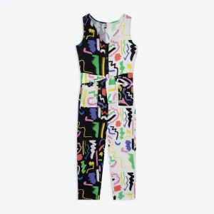 Miss Pompom Black & White Scribble Sunny Days Jumpsuit