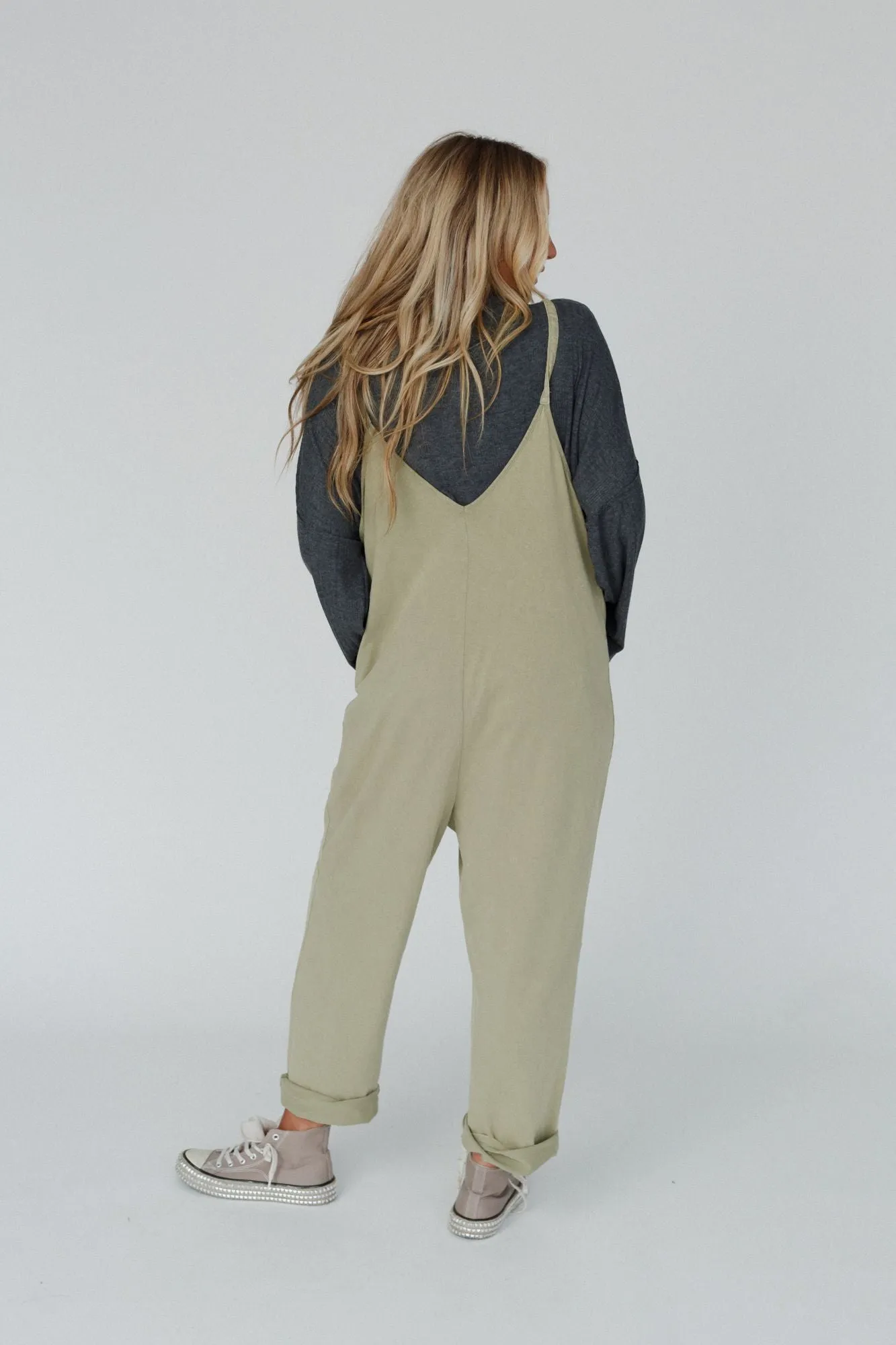 Mitzy V Neck Jumpsuit - Sage