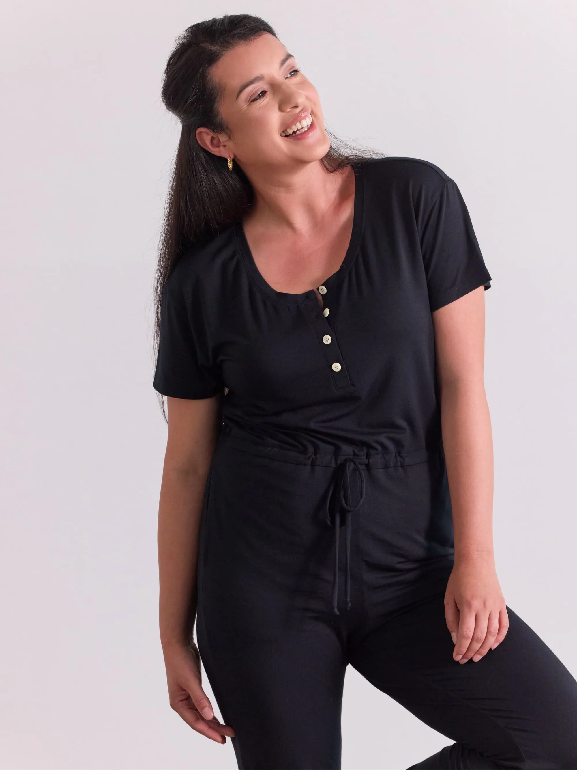 Modal Short Sleeve Jumpsuit