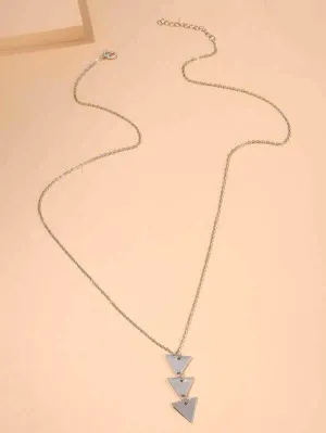 Modern Long Triangle Pendant Necklace