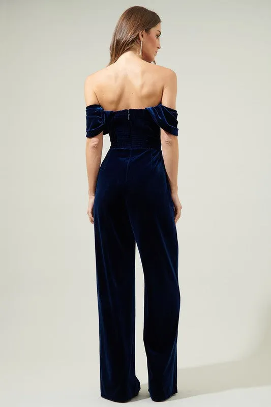 Navy Velvet Jumpsuit