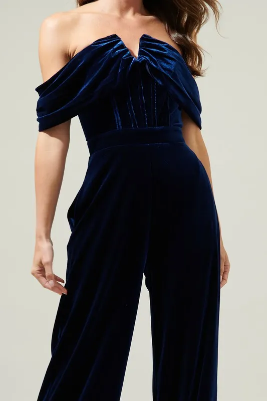 Navy Velvet Jumpsuit