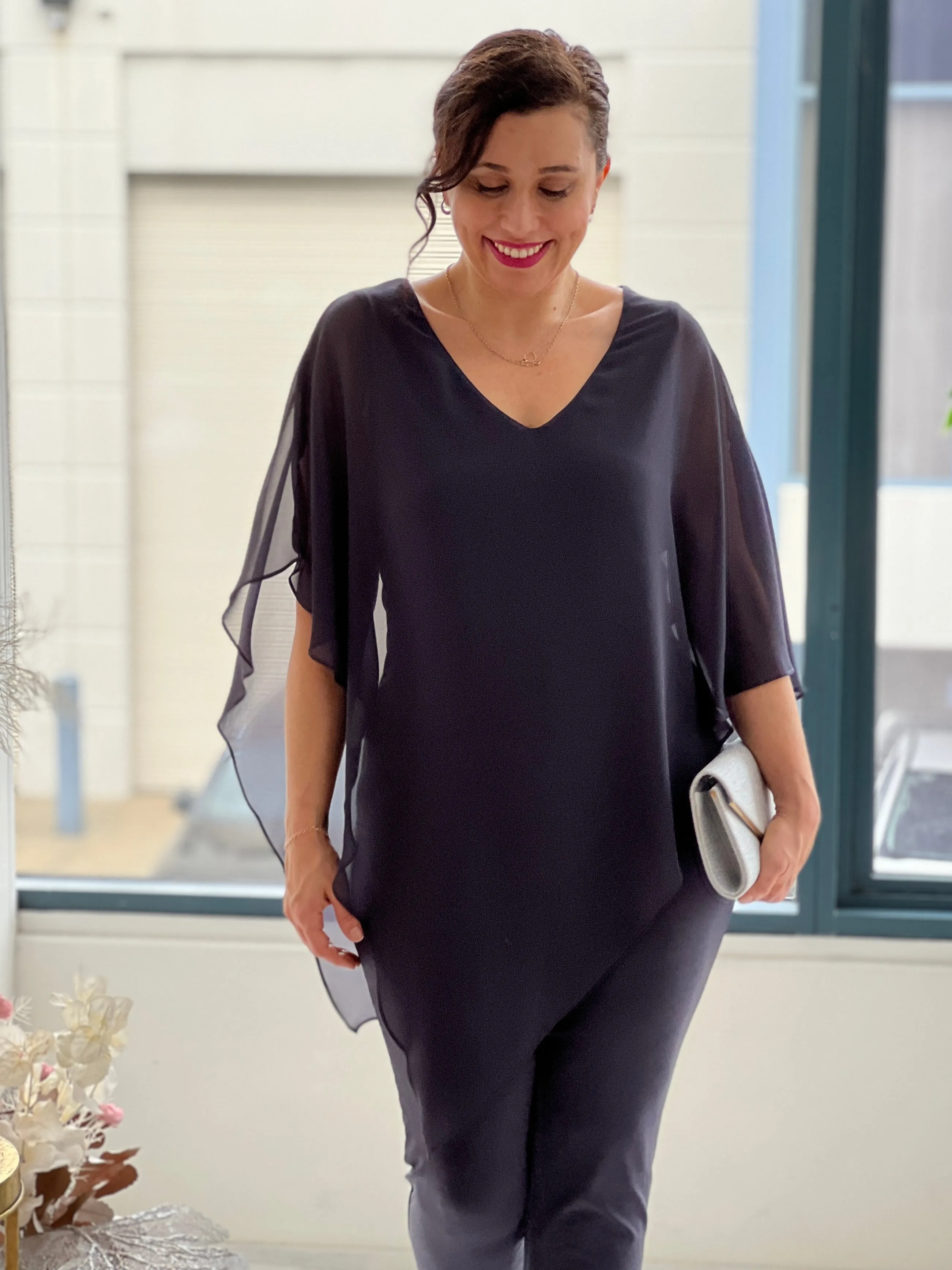 Nessa Charcoal Evening Top