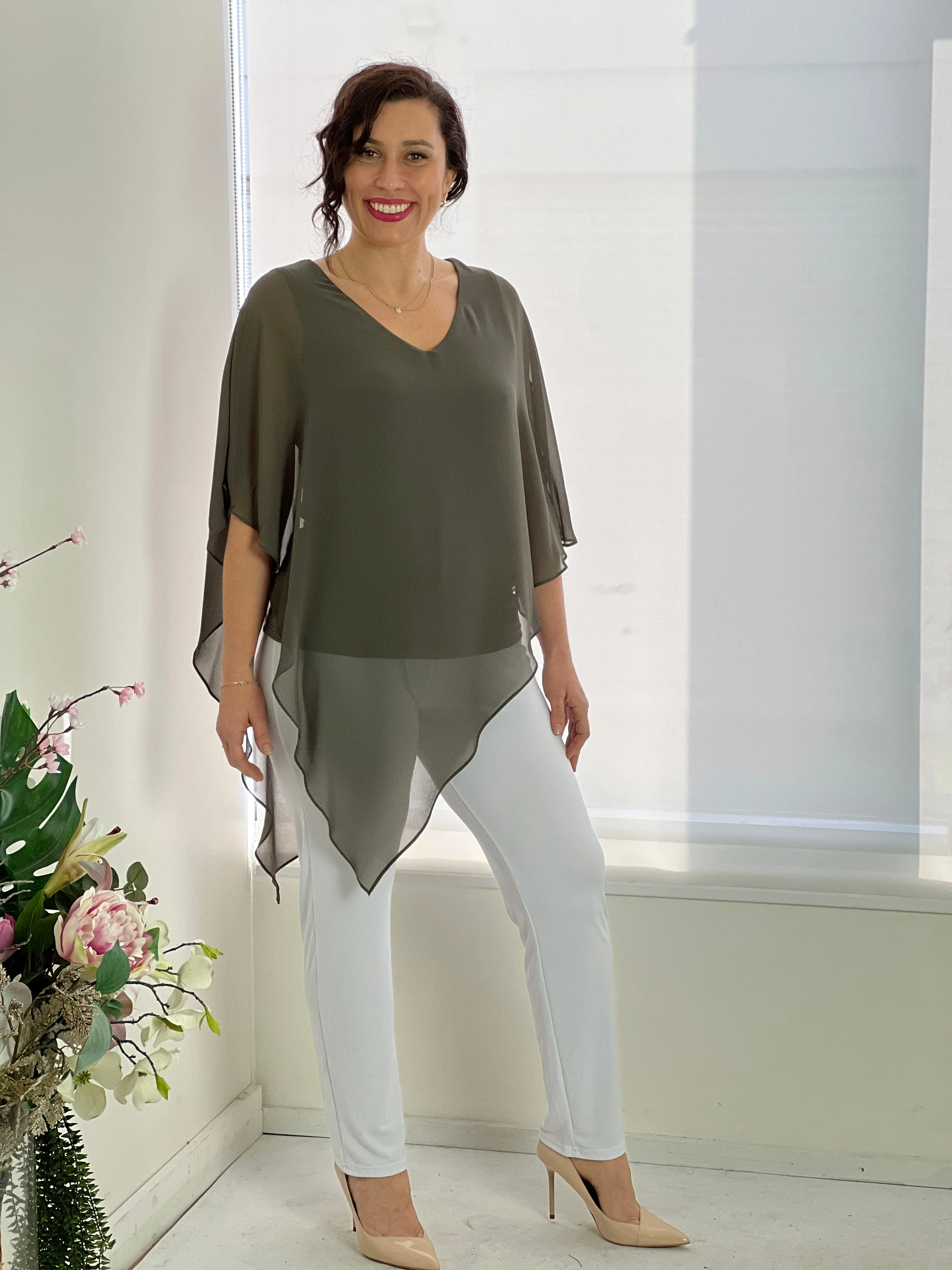 Nessa Khaki Evening Top