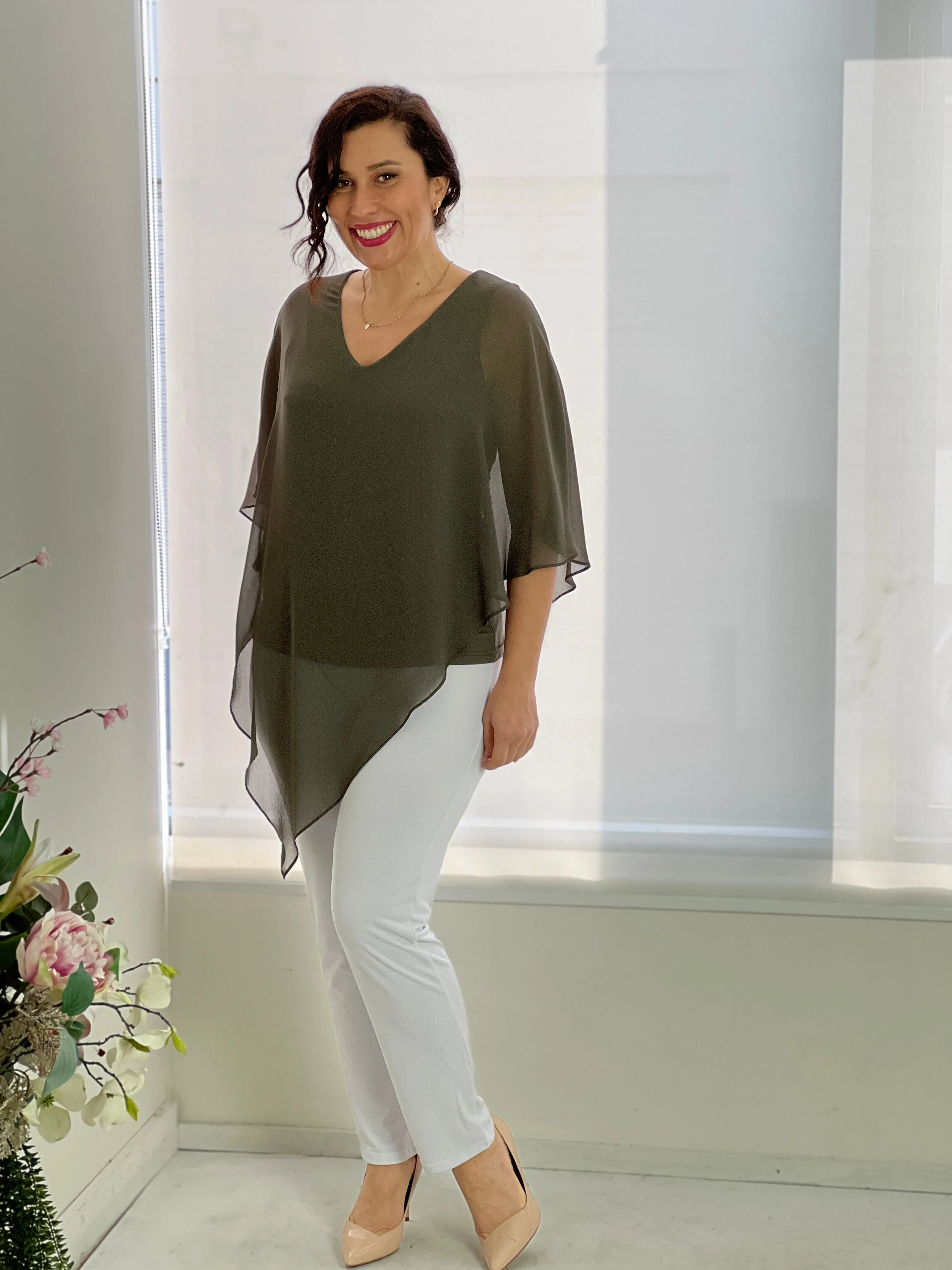 Nessa Khaki Evening Top