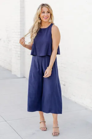 Never Wanna Leave Navy Jumpsuit FINAL SALE