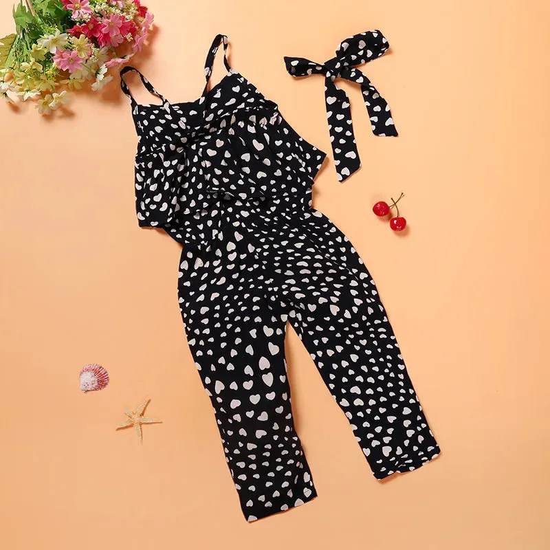 New Fashion Summer Girls Sets Cotton Sleeveless Strap Girls Jumpsuit Clothes