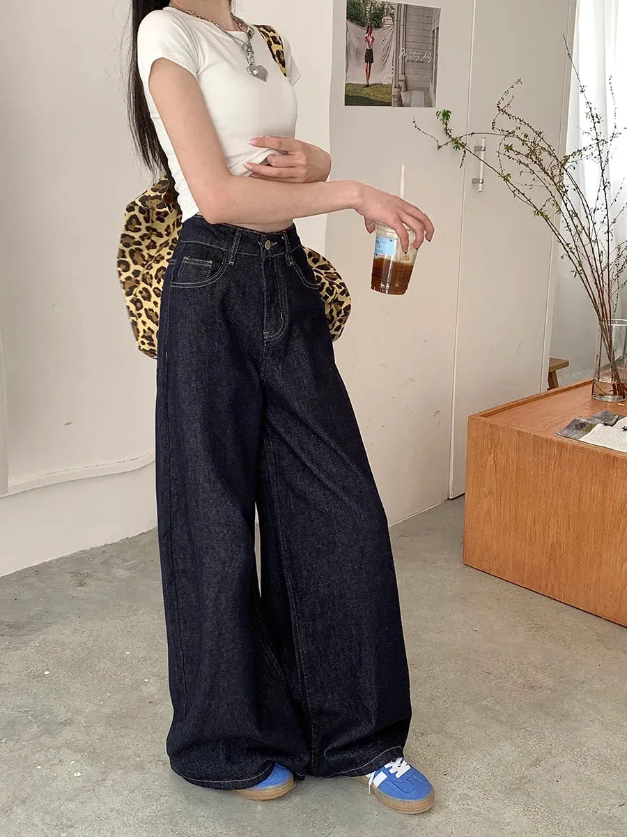 New Fashion Wide Leg Woman Oversized Denim Streetwear Full Length Jeans