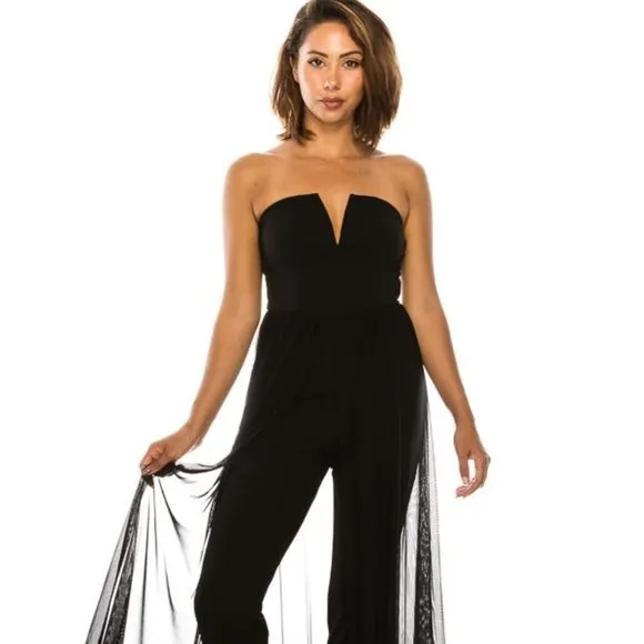 OFF SHOULDER ANGEL BLACK JUMPSUIT