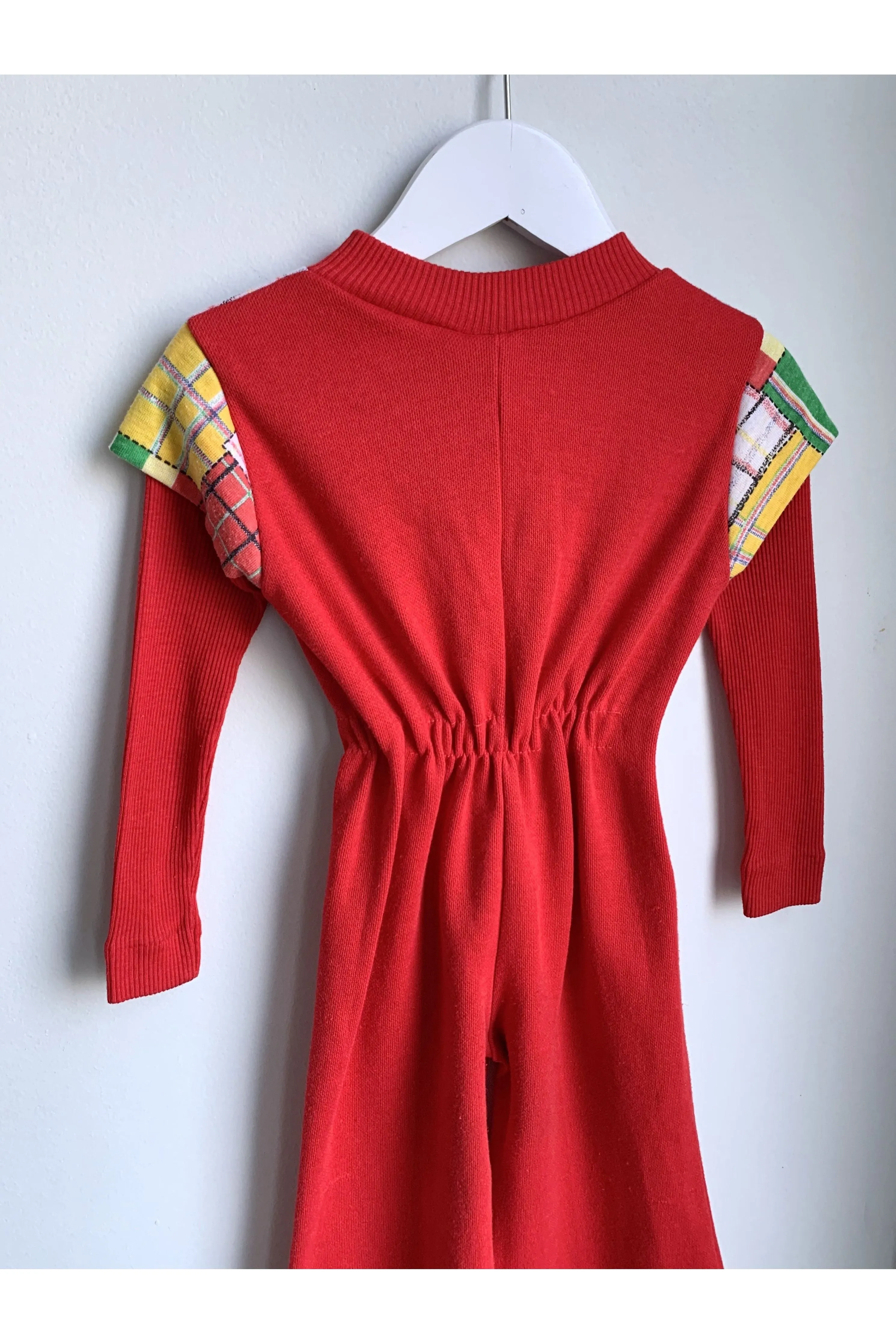 *On Hold* Vintage 70's Red Patchwork Flared Jumpsuit - 2T