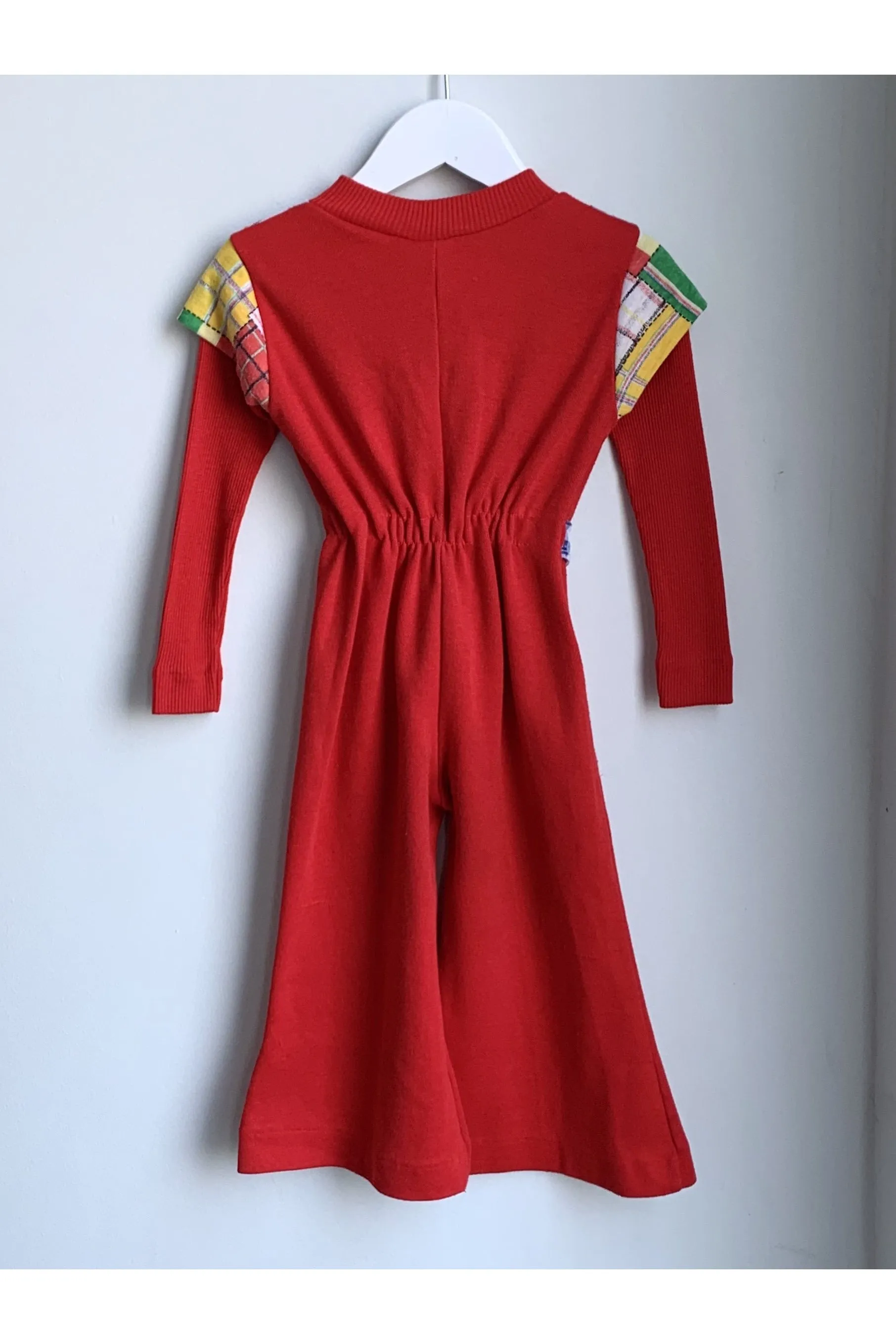 *On Hold* Vintage 70's Red Patchwork Flared Jumpsuit - 2T