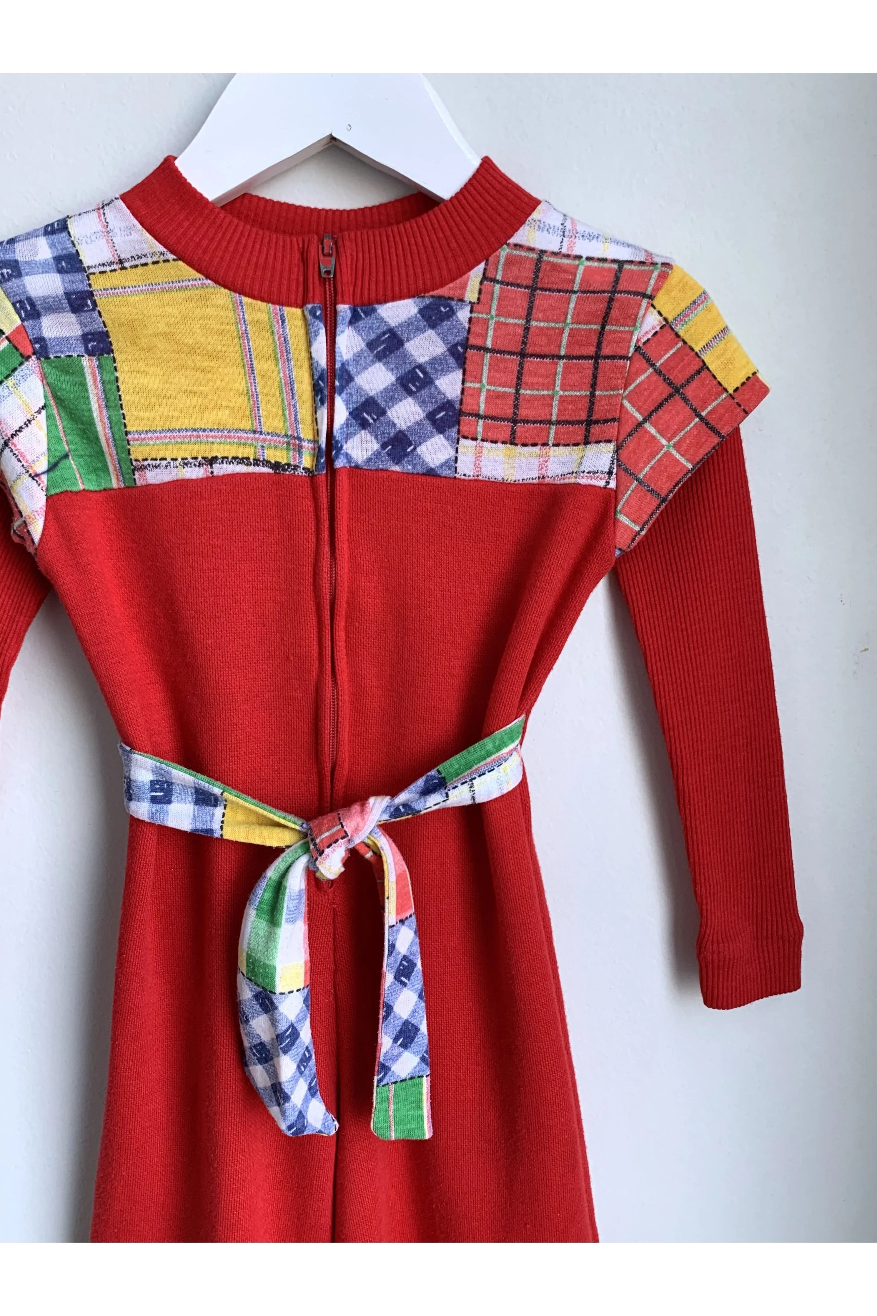 *On Hold* Vintage 70's Red Patchwork Flared Jumpsuit - 2T