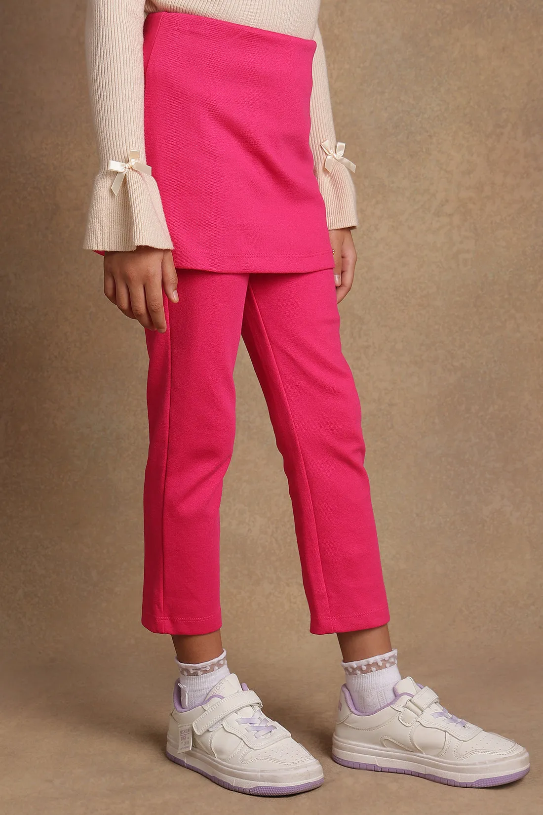 One Friday Kids Girls Pink Skirt With attached Jeggings