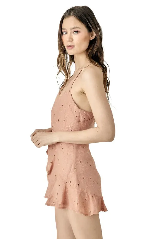 Overlap Ruffled Cami Romper