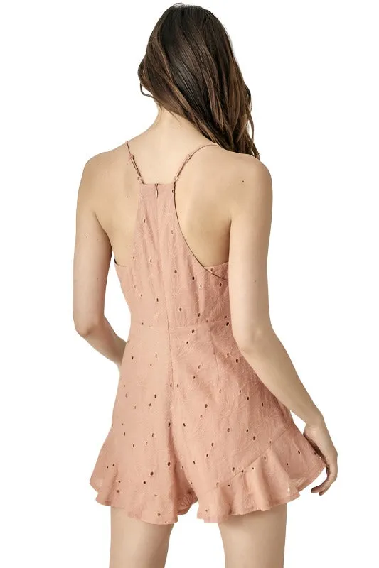 Overlap Ruffled Cami Romper