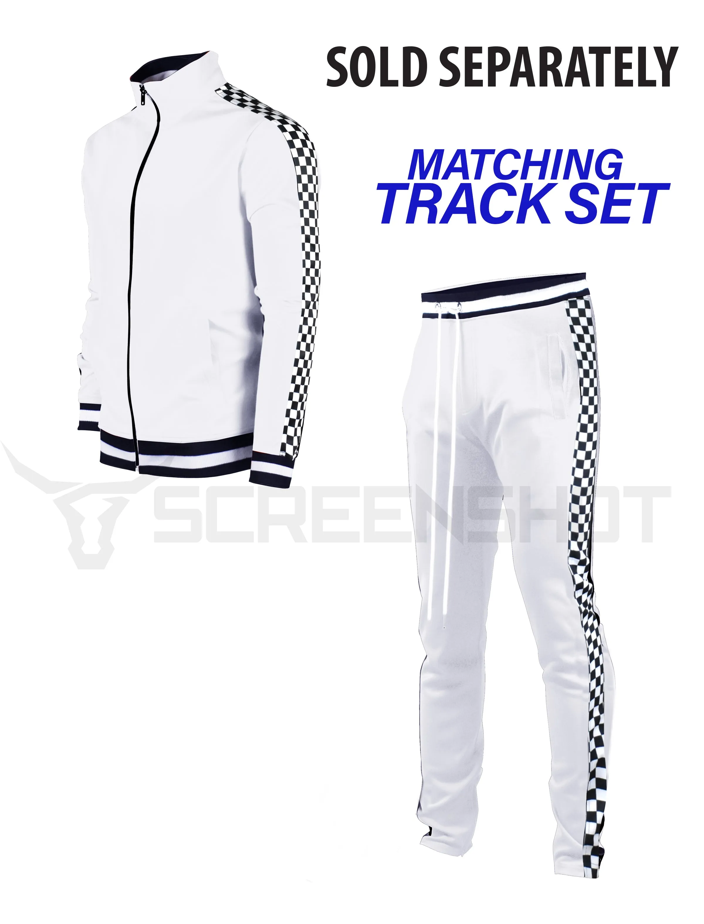 P11854 Checker Track Pants -WHITE