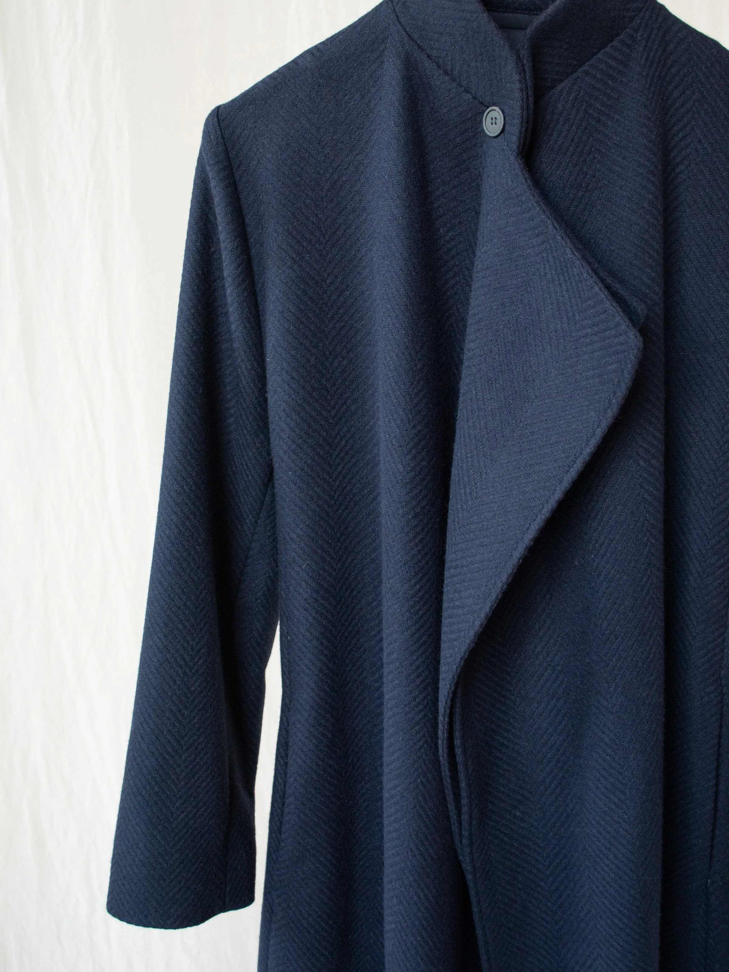 Parsec Herringbone Drape Wrap Wool Coat