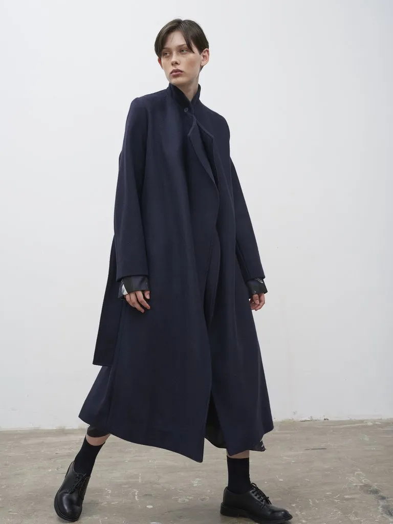 Parsec Herringbone Drape Wrap Wool Coat