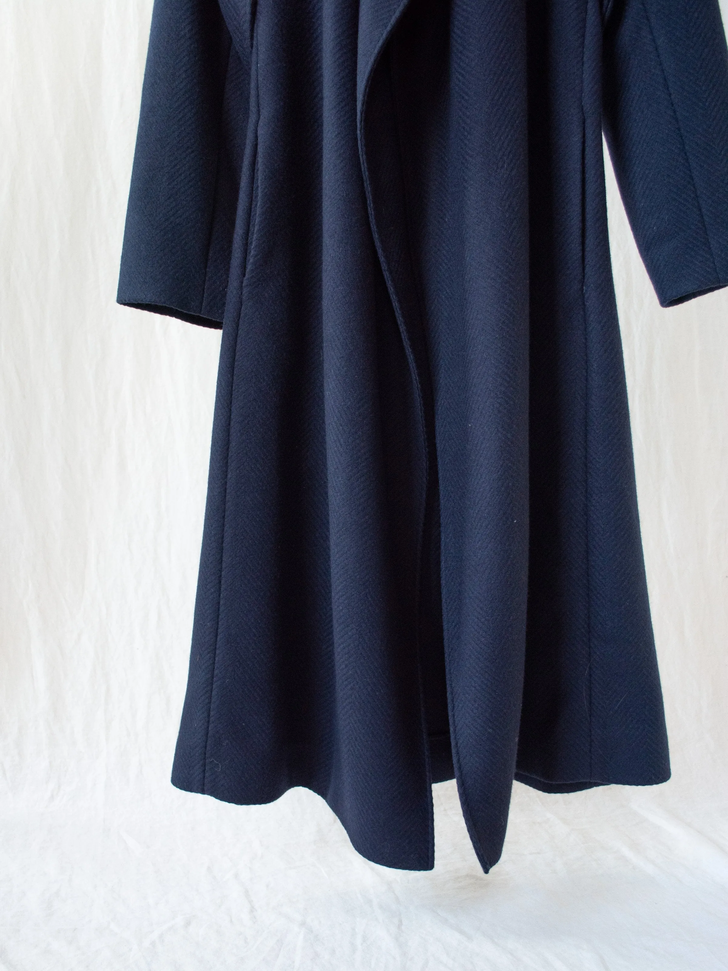 Parsec Herringbone Drape Wrap Wool Coat