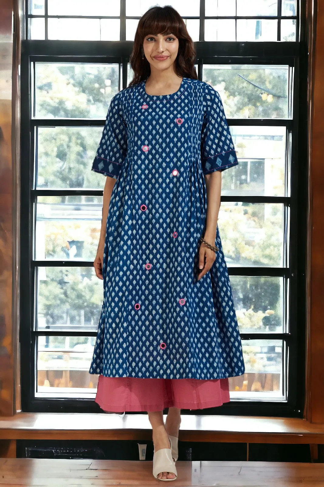 pintuck a-line kurta - sapphire rose & kaleidoscope