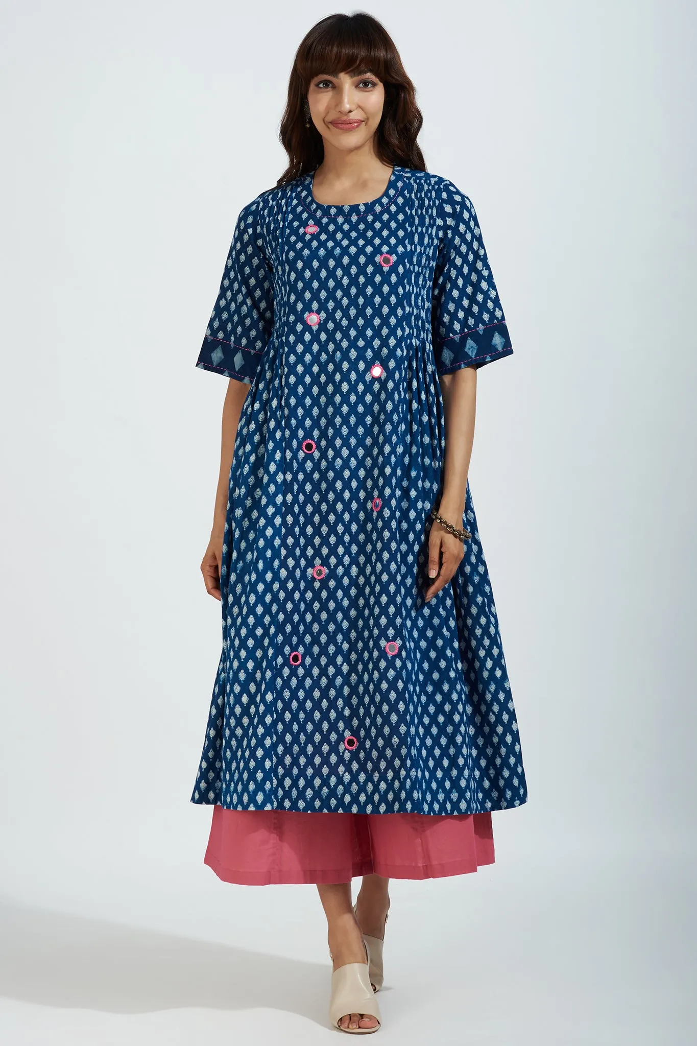 pintuck a-line kurta - sapphire rose & kaleidoscope