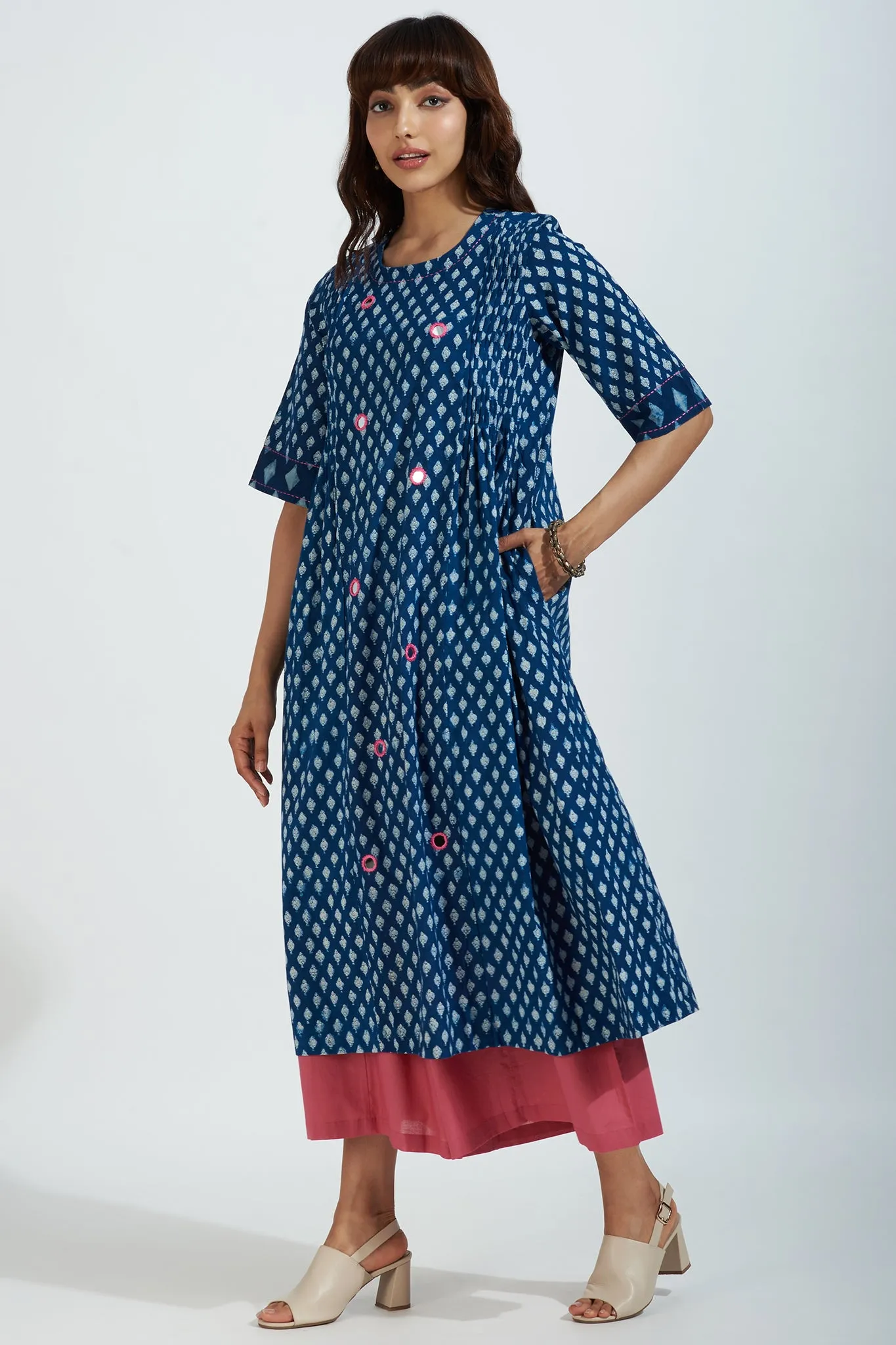 pintuck a-line kurta - sapphire rose & kaleidoscope