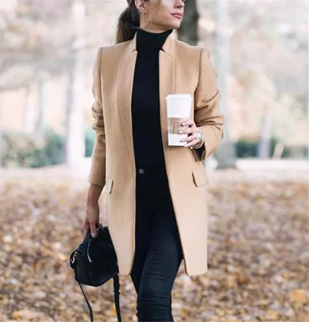 Plus Size Long Wool Coat