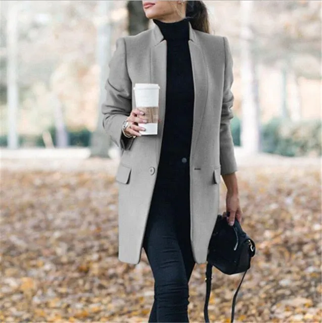 Plus Size Long Wool Coat