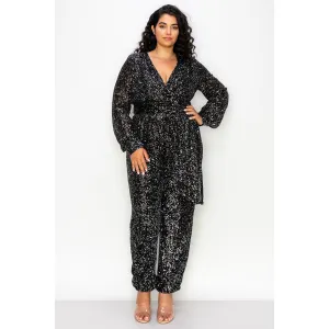 Plus Size Sequin Jumpsuit