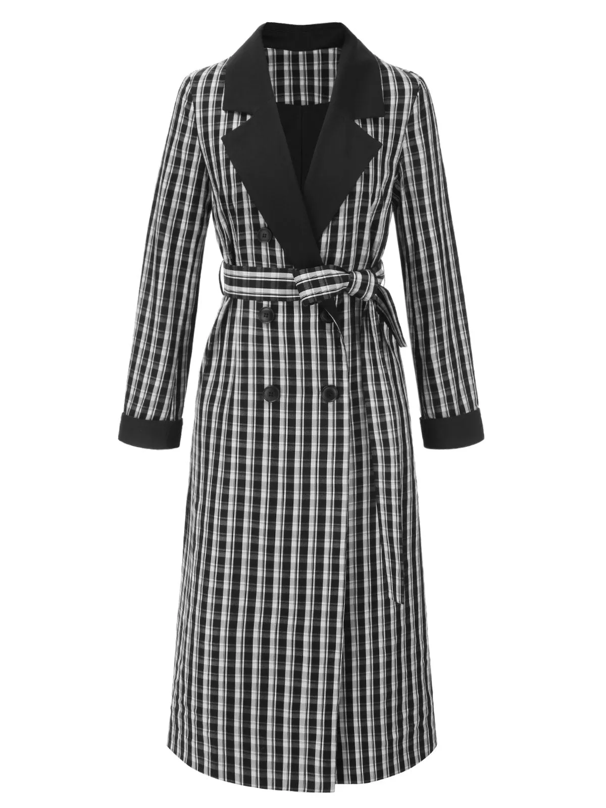 [Pre-Sale] Black 1940s Lapel Plaid Bow Tie Coat