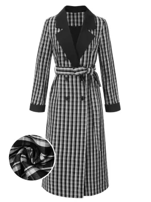 [Pre-Sale] Black 1940s Lapel Plaid Bow Tie Coat