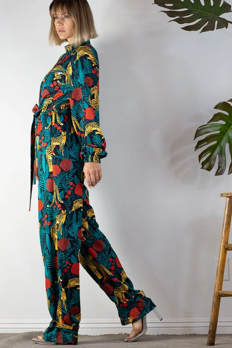 Printed Long Sleeve Jumpsuit