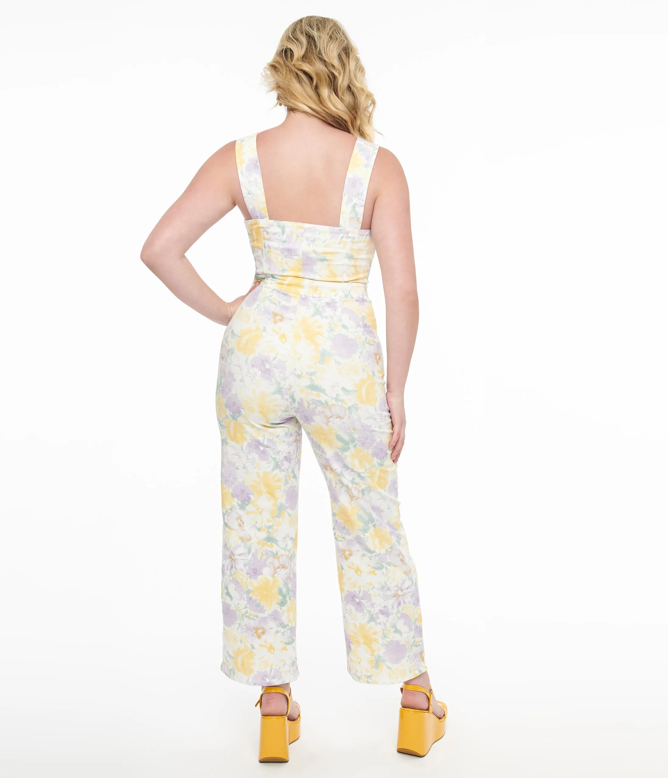 Purple & Yellow Pastel Floral Jumpsuit