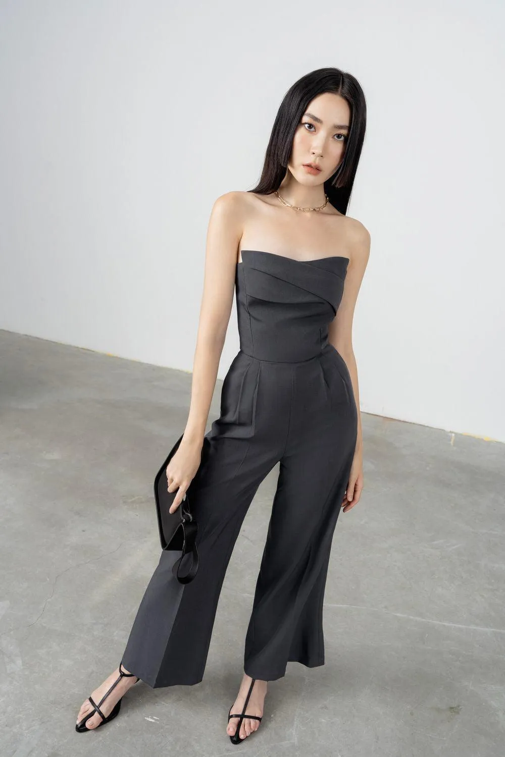 Ratih Strapless Wide Leg Polycotton Ankle Length Jumpsuit