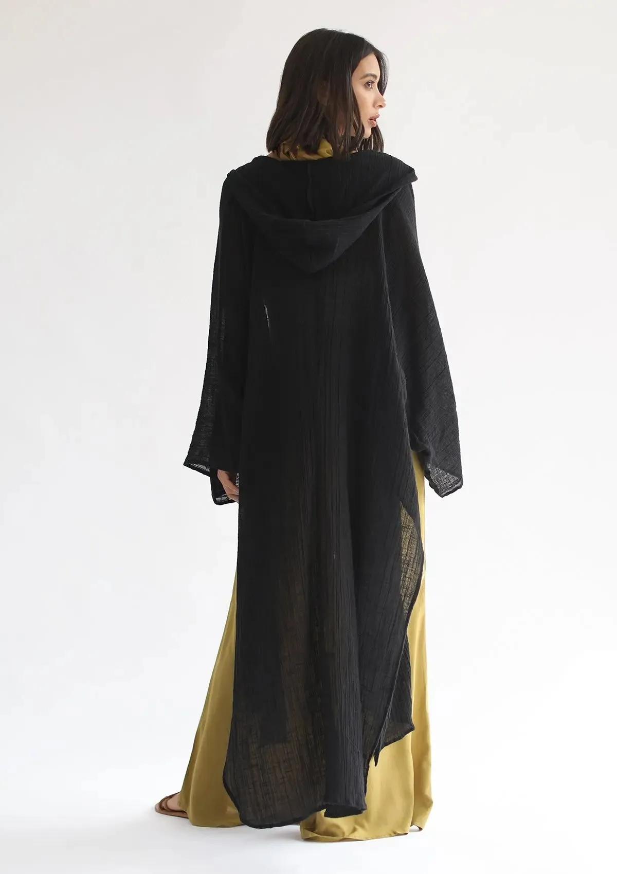 RHEA HOODED CAPE - BLACK