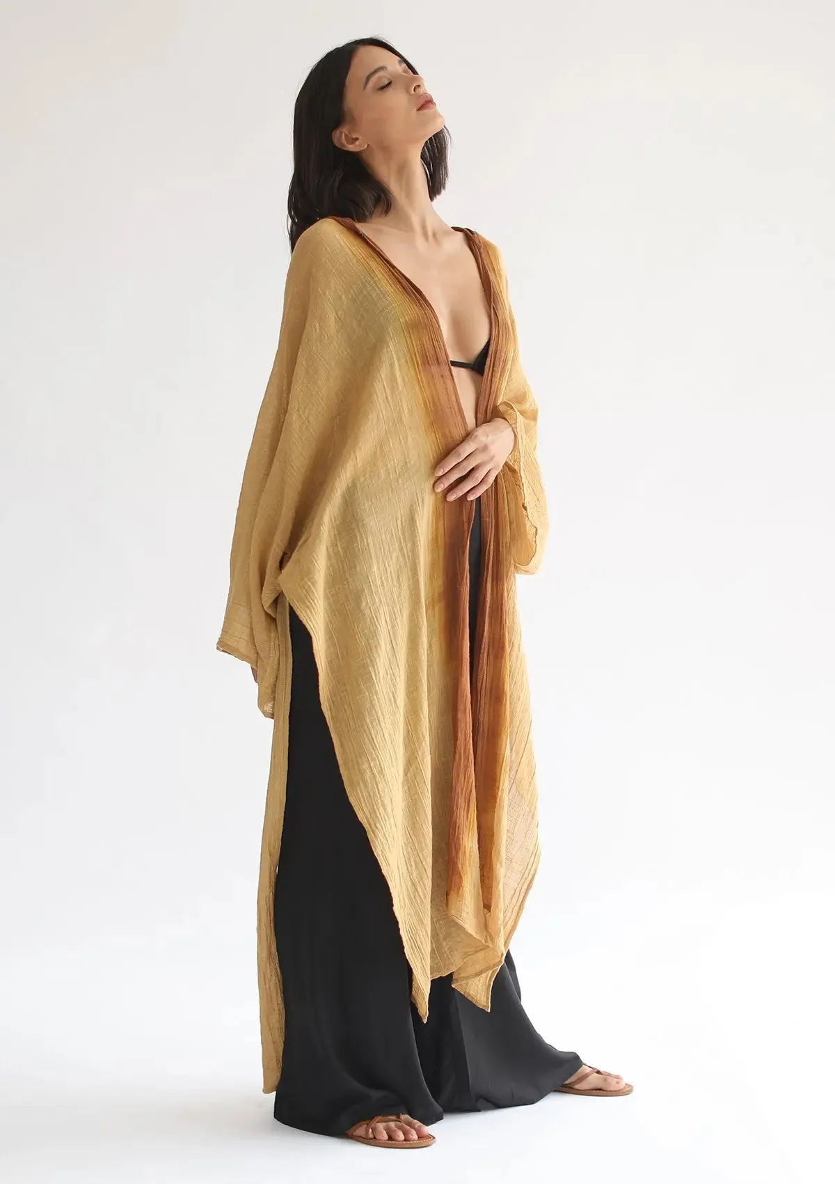 RHEA HOODED CAPE - SAHARA SUN / INCA GOLD OMBRE