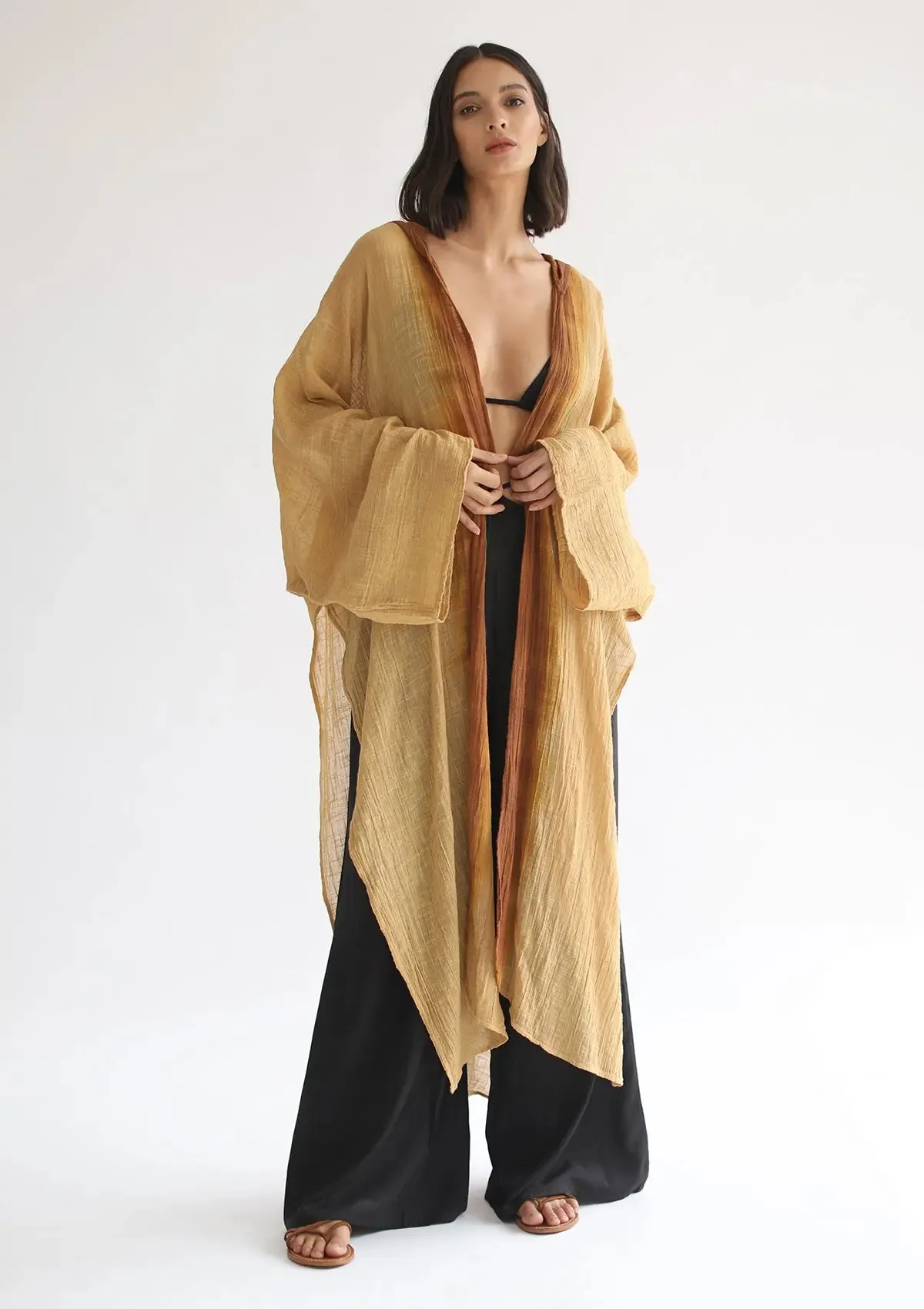 RHEA HOODED CAPE - SAHARA SUN / INCA GOLD OMBRE