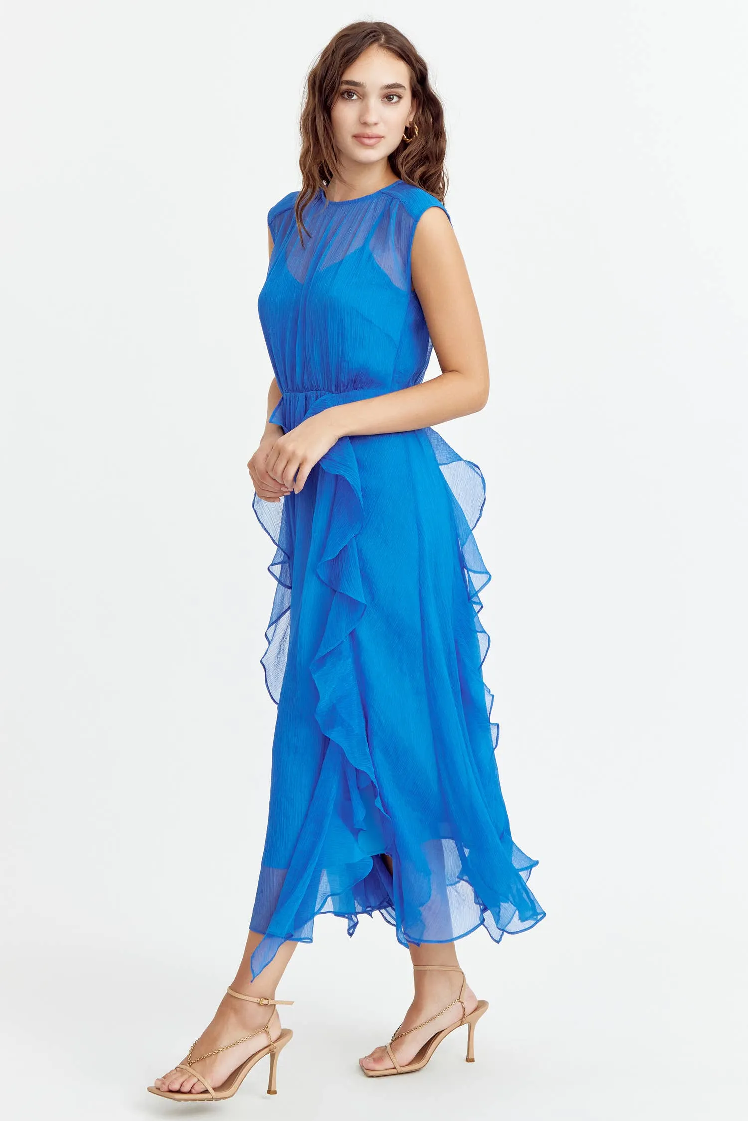 Rosalie Cascading Ruffled Midi Dress