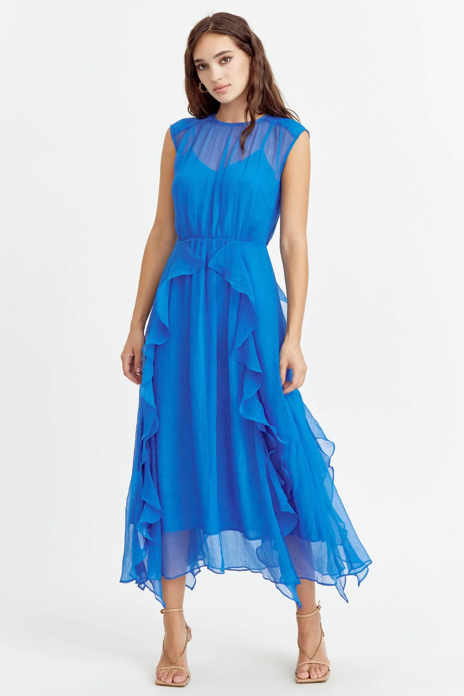 Rosalie Cascading Ruffled Midi Dress