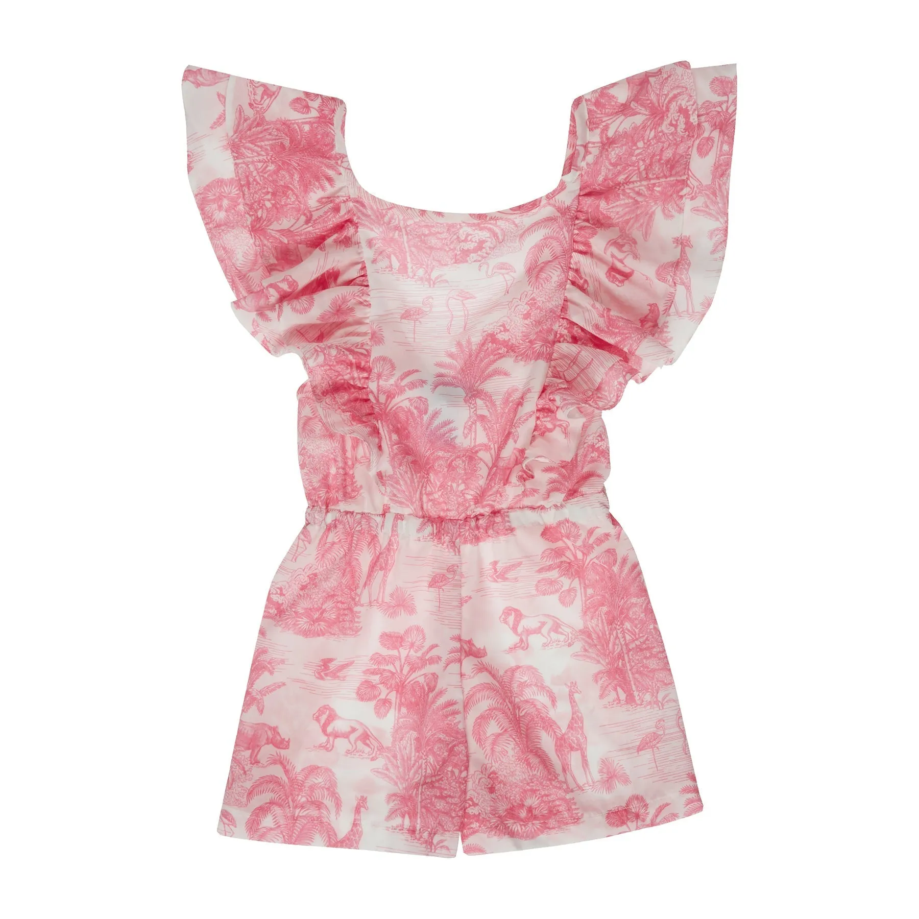 Ruffle Sleeves Playsuit Jungle Pink