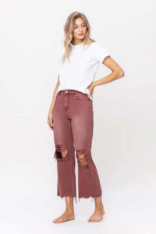 RUSSET 90S VINTAGE HIGH RISE CROP FLARE JEAN