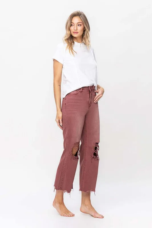 RUSSET 90S VINTAGE HIGH RISE CROP FLARE JEAN