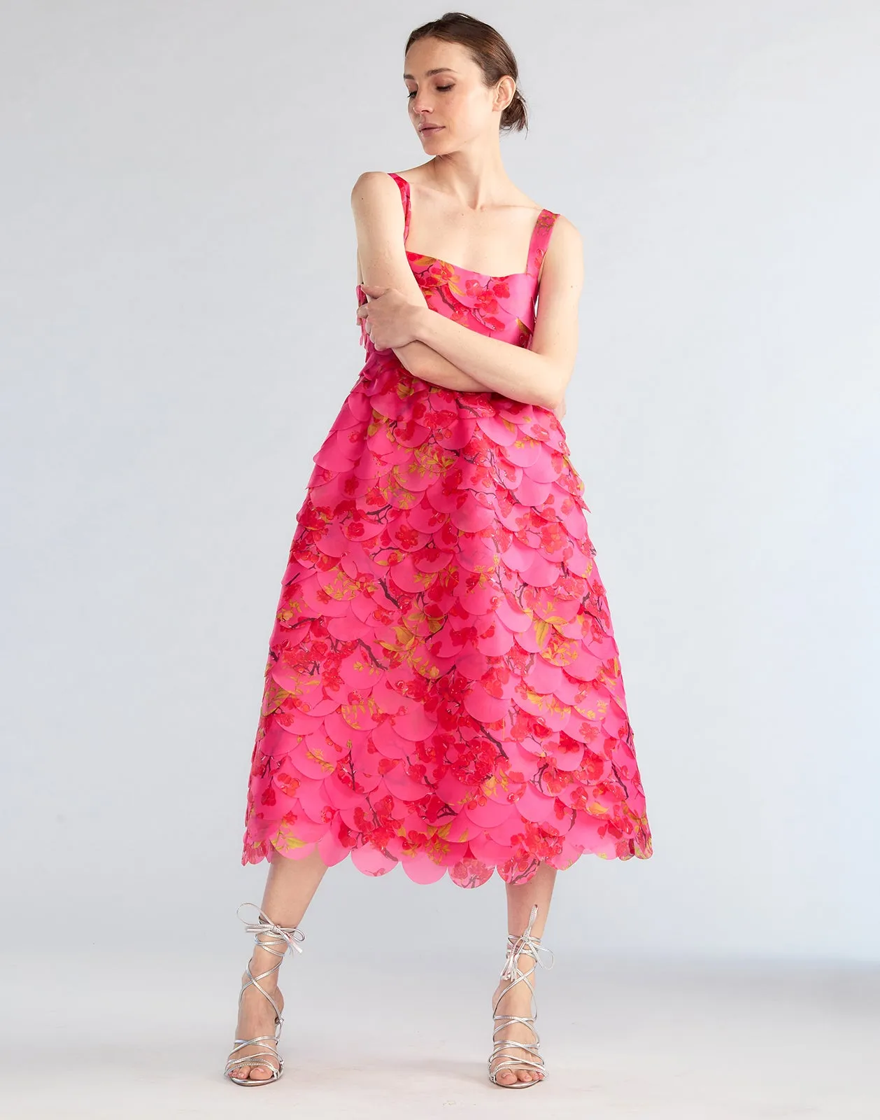 Scalloped Petal Midi Dress